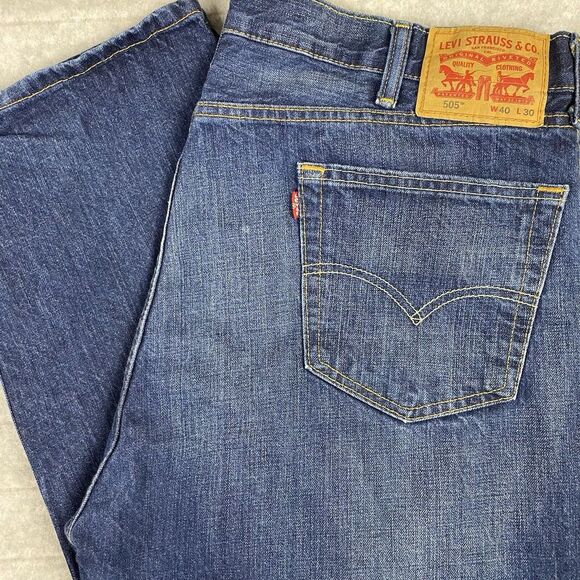 Levi's 505 Men's Bootcut 40x30‎ Blue Denim Jeans - Picture 1 of 7